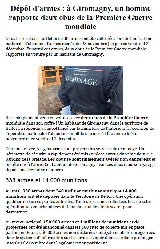 Dépôt armes Giro